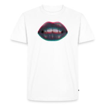 Dotted neon lips - Men's Premium Organic T-Shirt - white - Front - Nico (187cm)