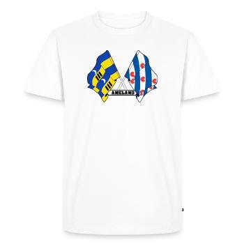 Fierté d’Ameland Friesland – Drapeaux croisés - T-shirt Premium bio Homme - blanc - Devant - Nico (187cm)