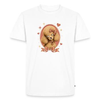 Pink Poodle with Bow - Men's Premium Organic T-Shirt - white - Front - Nico (187cm)