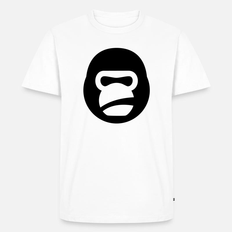 Gorilla Kettlebell – Gym Beast Logo - Männer Premium Bio T-Shirt - Weiß