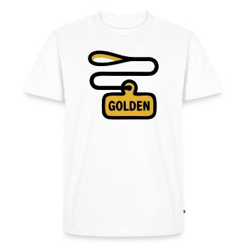 Promenade Golden Retriever en laisse pour chien - T-shirt Premium bio Homme - blanc - Devant - Nico (187cm)