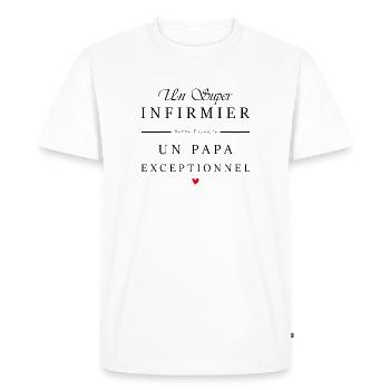super infirmier - papa exceptionnel - T-shirt Premium bio Homme - blanc - Devant - Nico (187cm)
