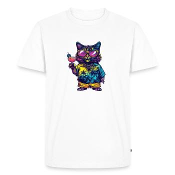 Cat Comic Summer - Men's Premium Organic T-Shirt - white - Front - Nico (187cm)
