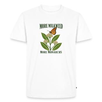 Plus d’asclépiades Plus de monarques Jardin des pollinisateurs - T-shirt Premium bio Homme - blanc - Devant - Nico (187cm)