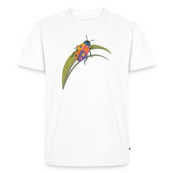 Insecte coloré sur feuille – Motif nature mignon - T-shirt Premium bio Homme - blanc - Devant - Nico (187cm)