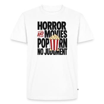 Films d’horreur : Jugement du popcorn - T-shirt Premium bio Homme - blanc - Devant - Nico (187cm)