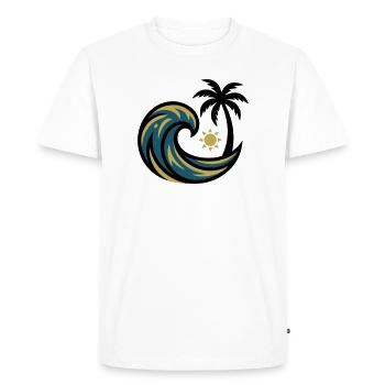 Wave Palm Tree Surfing Beach Club de vacances sur la plage - T-shirt Premium bio Homme - blanc - Devant - Nico (187cm)