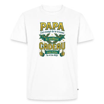 Papa Meilleur Cadeau C'est Moi Humour - T-shirt Premium bio Homme - blanc - Devant - Nico (187cm)