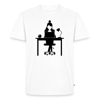 Woman Computer Job Office - Men's Premium Organic T-Shirt - white - Front - Nico (187cm)