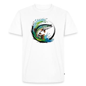 Pike Fishing - Men's Premium Organic T-Shirt - white - Front - Nico (187cm)
