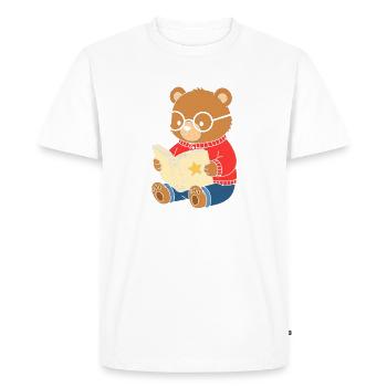 Little bear reads star book - Men's Premium Organic T-Shirt - white - Front - Nico (187cm)