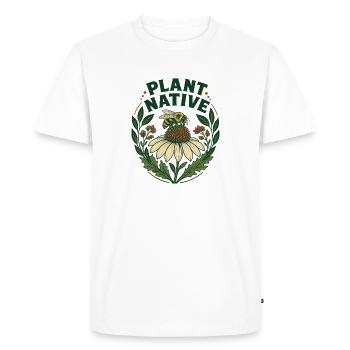 Plant Native Bee and Coneflower Pollinator Garden - Men's Premium Organic T-Shirt - white - Front - Nico (187cm)