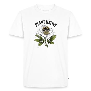 Plant Native Bee and Coneflower Pollinator Garden - Men's Premium Organic T-Shirt - white - Front - Nico (187cm)