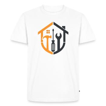 Blason du gardien – logo Craftsman - T-shirt Premium bio Homme - blanc - Devant - Nico (187cm)