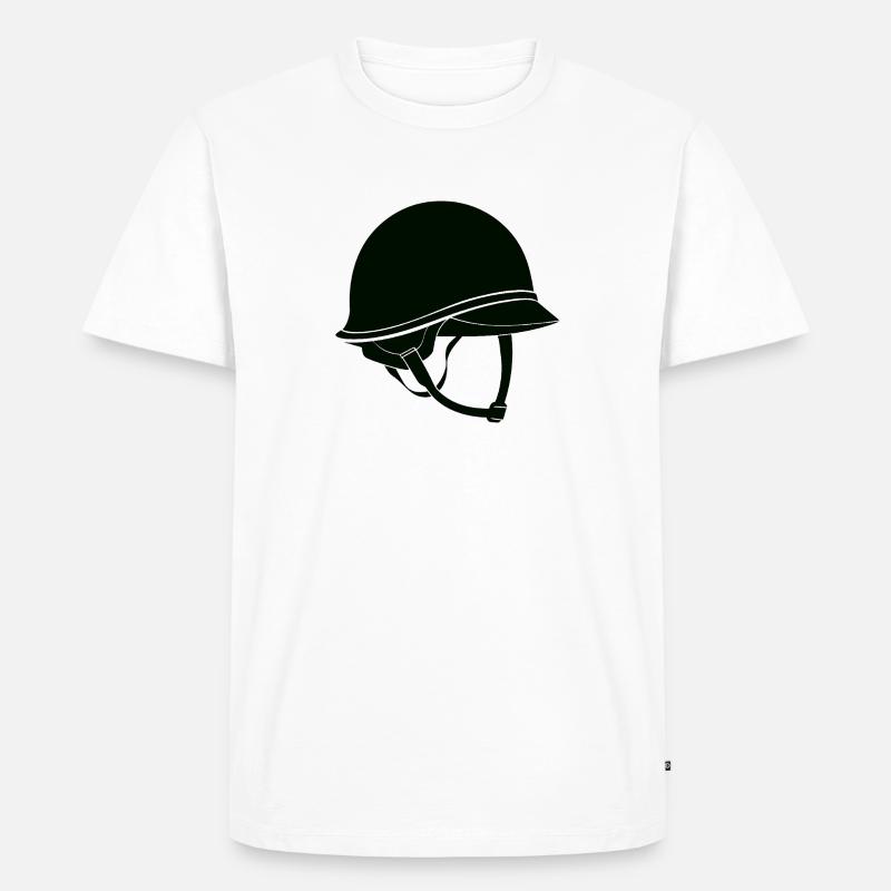 Armeehelm - Männer Premium Bio T-Shirt - Weiß