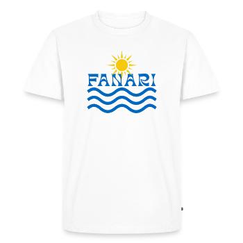 Fanari Sun and Waves Logo Crest - Men's Premium Organic T-Shirt - white - Front - Nico (187cm)