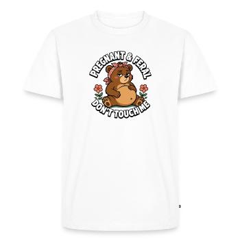 Enceinte et sauvage – Ne me touche pas, ours ! Schwa - T-shirt Premium bio Homme - blanc - Devant - Nico (187cm)