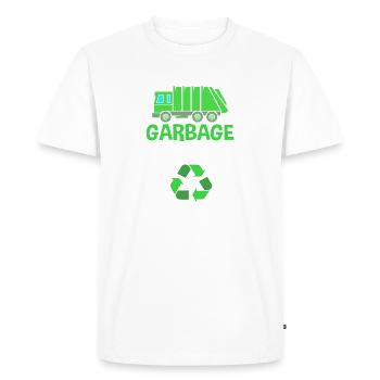 Camion poubelle Camion poubelle Éboueur - T-shirt Premium bio Homme - blanc - Devant - Nico (187cm)