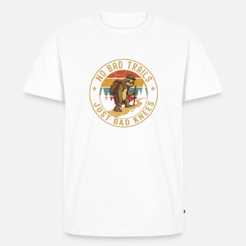 No Bad Trails Sloth Hiking Tee - Männer Premium Bio T-Shirt - Weiß