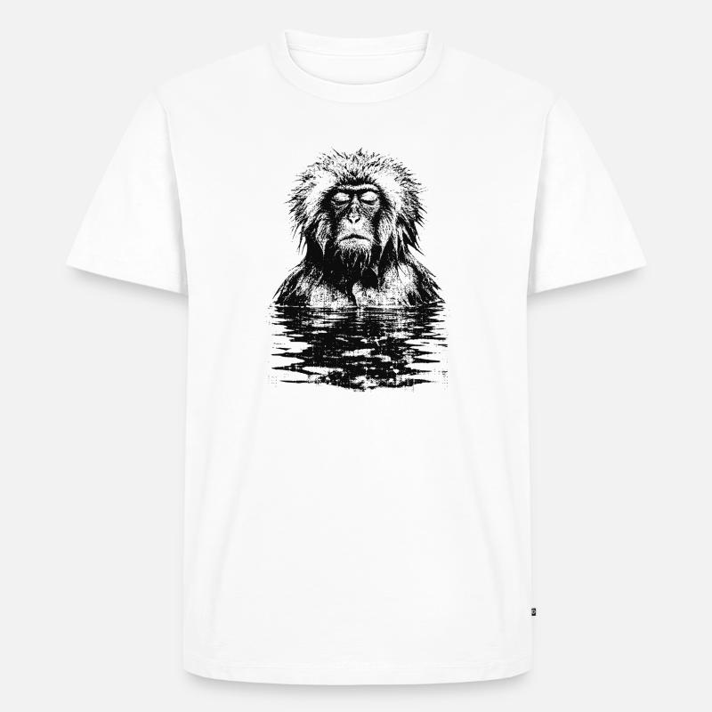Onsen Macaque Monkey - T-shirt Premium bio Homme - blanc