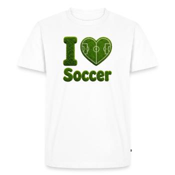 I Love Soccer Grass Heart Soccer Field Design - Men's Premium Organic T-Shirt - white - Front - Nico (187cm)