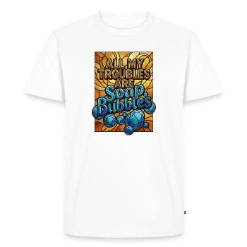 Tous mes soucis sont des bulles de savon - T-shirt Premium bio Homme - blanc - Devant - Nico (187cm)