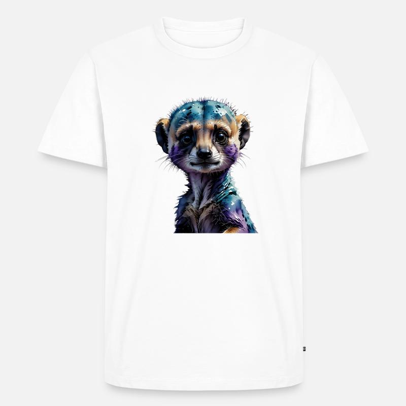 Buntes Erdmännchen Wasserfarben-Illustration - Männer Premium Bio T-Shirt - Weiß