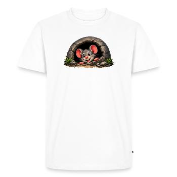 Petite souris sortie du trou - T-shirt Premium bio Homme - blanc - Devant - Nico (187cm)
