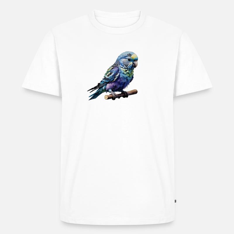 Bunter Welnnsittich  - Männer Premium Bio T-Shirt - Weiß
