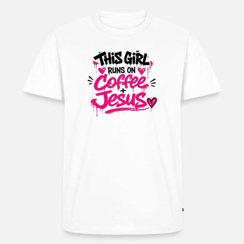 Kaffee Jesus Graffiti - Männer Premium Bio T-Shirt - Weiß