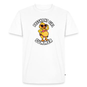 Pregnant girl, summer, beach, duck, funny, - Men's Premium Organic T-Shirt - white - Front - Nico (187cm)
