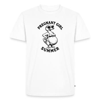 Pregnant girl, summer, beach, duck, funny, - Men's Premium Organic T-Shirt - white - Front - Nico (187cm)