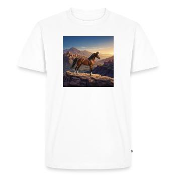 Un cheval Arabe Al Jawf et un paysage - T-shirt Premium bio Homme - blanc - Devant - Nico (187cm)
