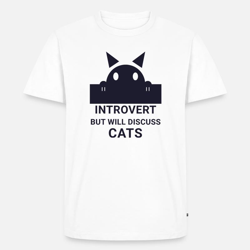 Introvertierter wird über Katzen sprechen - Männer Premium Bio T-Shirt - Weiß
