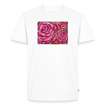 Aquarelle rose - T-shirt Premium bio Homme - blanc - Devant - Nico (187cm)
