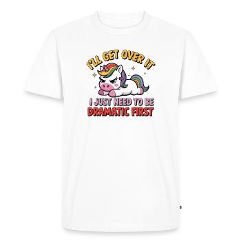 Unicorn Drama Saying Motif Gift - Men's Premium Organic T-Shirt - white - Front - Nico (187cm)