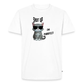 Lunettes de soleil Chat Heureux Chat - T-shirt Premium bio Homme - blanc - Devant - Nico (187cm)