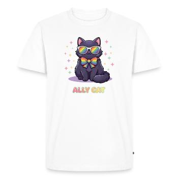 Mois de la fierté LGBTQ - Ally Cat - T-shirt Premium bio Homme - blanc - Devant - Nico (187cm)
