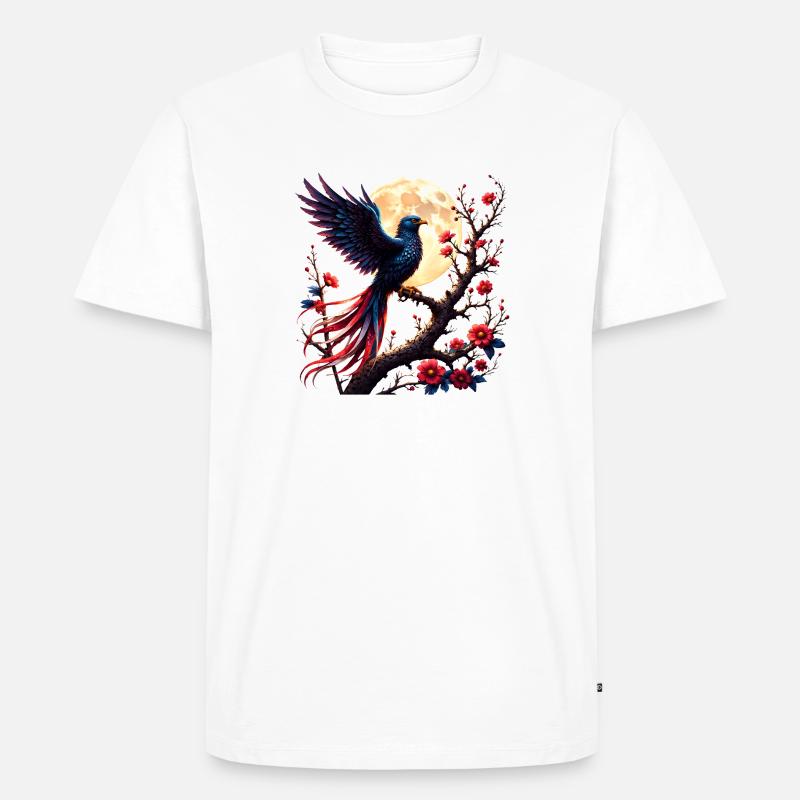 Lunar Blue Phoenix in Blühe - Männer Premium Bio T-Shirt - Weiß
