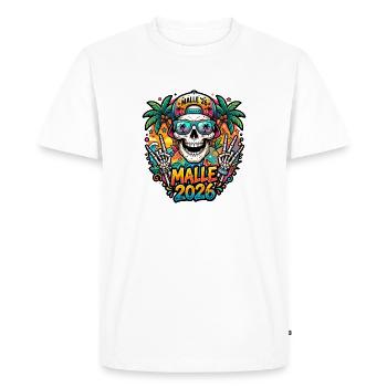 Malle 2026 Skull - T-shirt Premium bio Homme - blanc - Devant - Nico (187cm)