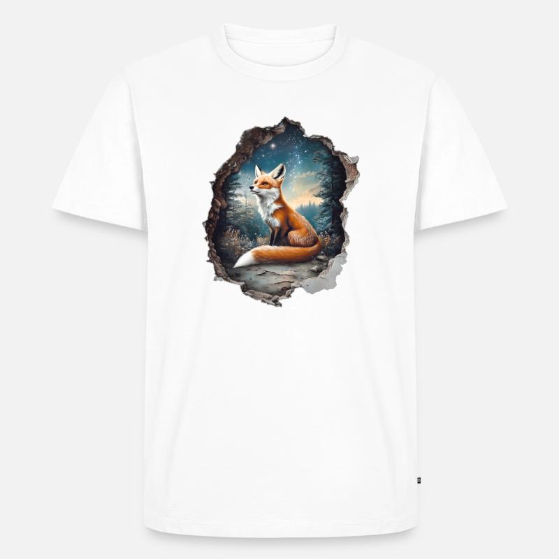 Fuchs Sterne Wald - Männer Premium Bio T-Shirt - Weiß