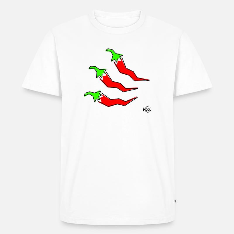 drei Pepperonis - Männer Premium Bio T-Shirt - Weiß