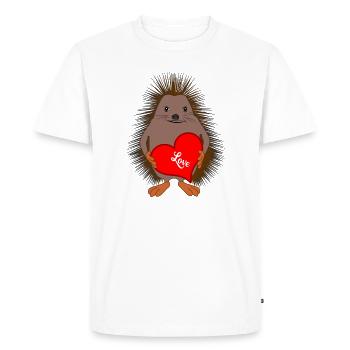 Hérisson d’amour – Cœur Amoureux - T-shirt Premium bio Homme - blanc - Devant - Nico (187cm)