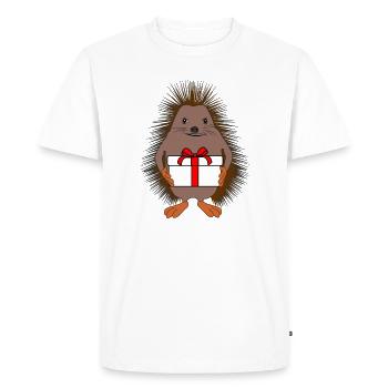 Cadeau de Hérisson Joyeux – Une Surprise Mignonne - T-shirt Premium bio Homme - blanc - Devant - Nico (187cm)
