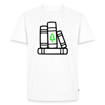 Pile de livres Arbre Nature Lecture Club de lecture Forêt - T-shirt Premium bio Homme - blanc - Devant - Nico (187cm)