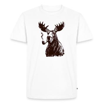 Moose with Whistle – Fun Scandinavia & Forest Mot - Men's Premium Organic T-Shirt - white - Front - Nico (187cm)