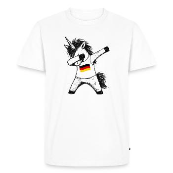 Dabbing Unicorn Germany Fan - Men's Premium Organic T-Shirt - white - Front - Nico (187cm)