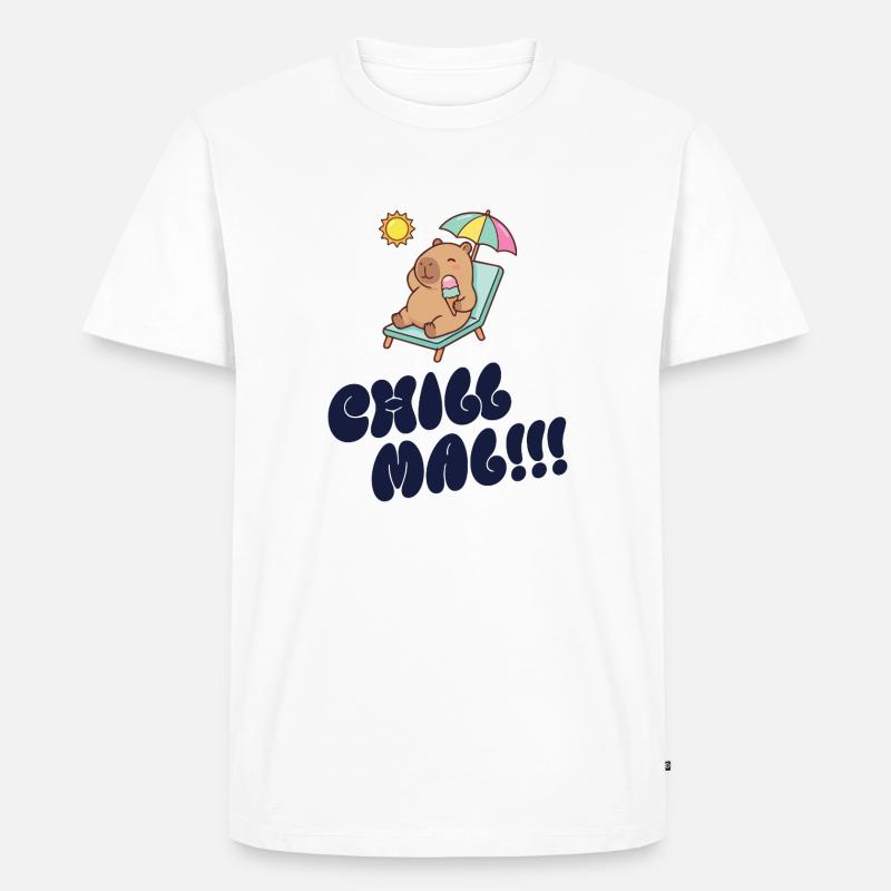 Sonnenbär am Strand mit Eis - Männer Premium Bio T-Shirt - Weiß
