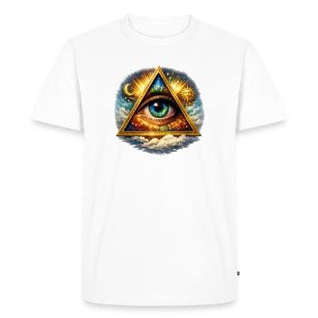 Cosmic Eye in Triangle - Men's Premium Organic T-Shirt - white - Front - Nico (187cm)