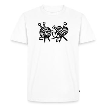 Yarn Ball Heart Knitting Crochet Knitting Club - Men's Premium Organic T-Shirt - white - Front - Nico (187cm)
